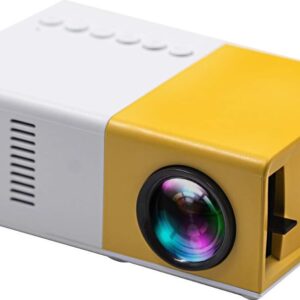 Mini Projetor Portátil LED 1080p Amarelo e Branco