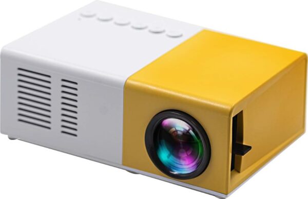 Mini Projetor Portátil LED 1080p Amarelo e Branco