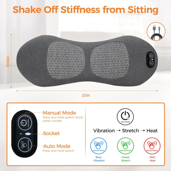 3-in-1 rechargeable lumbar pillow/bed cushion
